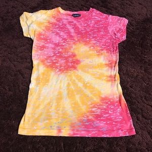 Red and orange tye dye shirt